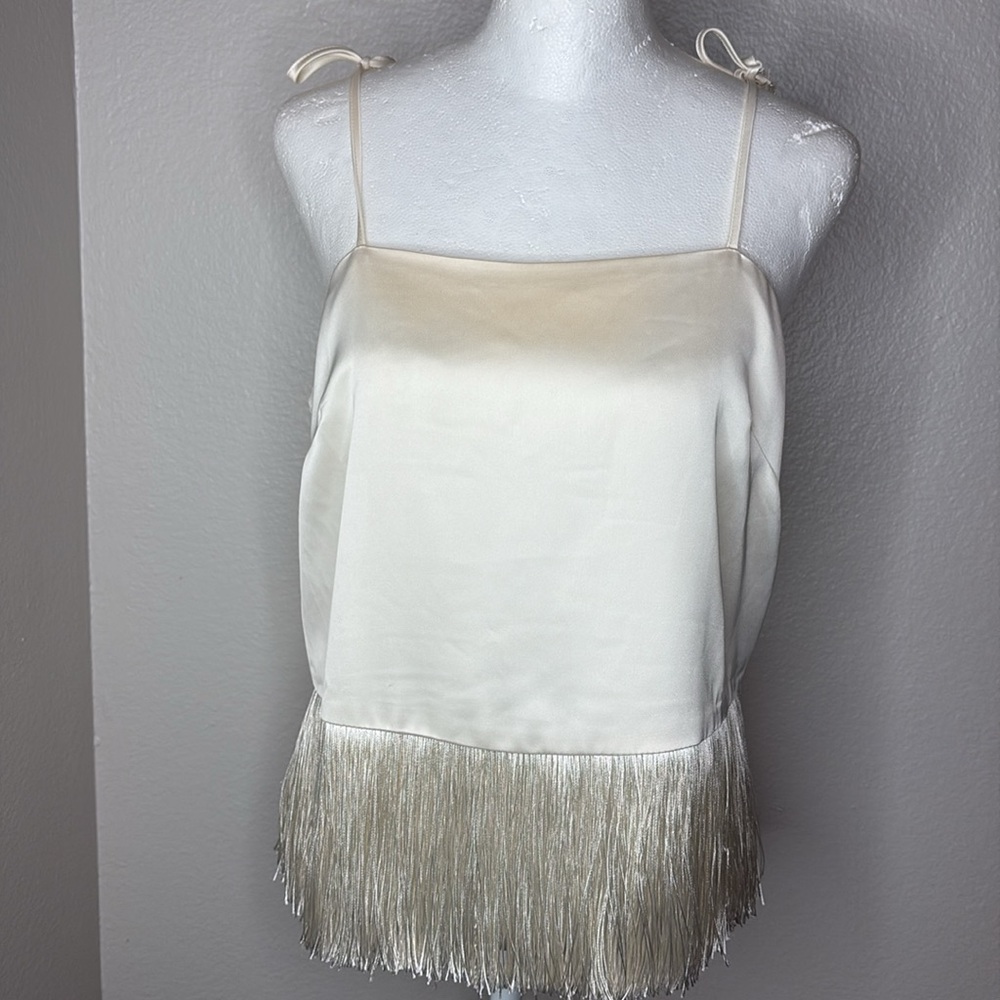Rachel Zoe Satin Tassel Fringe Cami Western Festival Tank Top small